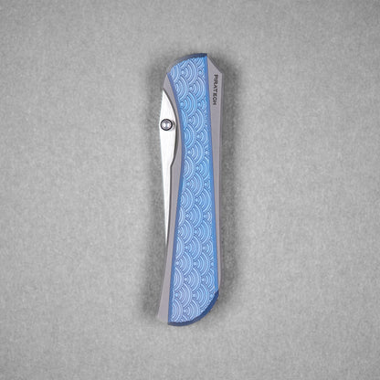 Piratech x URBAN Saga - Satin S90V & Bead Blast Titanium w/ Blue Seigaiha