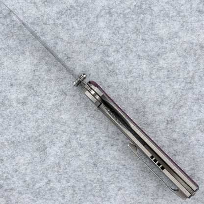 Saga - Satin S90V & B170 Zirc Ceramic Blasted Titanium w/ Richlite® Red Stone