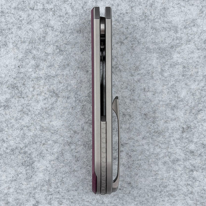 Saga - Satin S90V & B170 Zirc Ceramic Blasted Titanium w/ Richlite® Red Stone