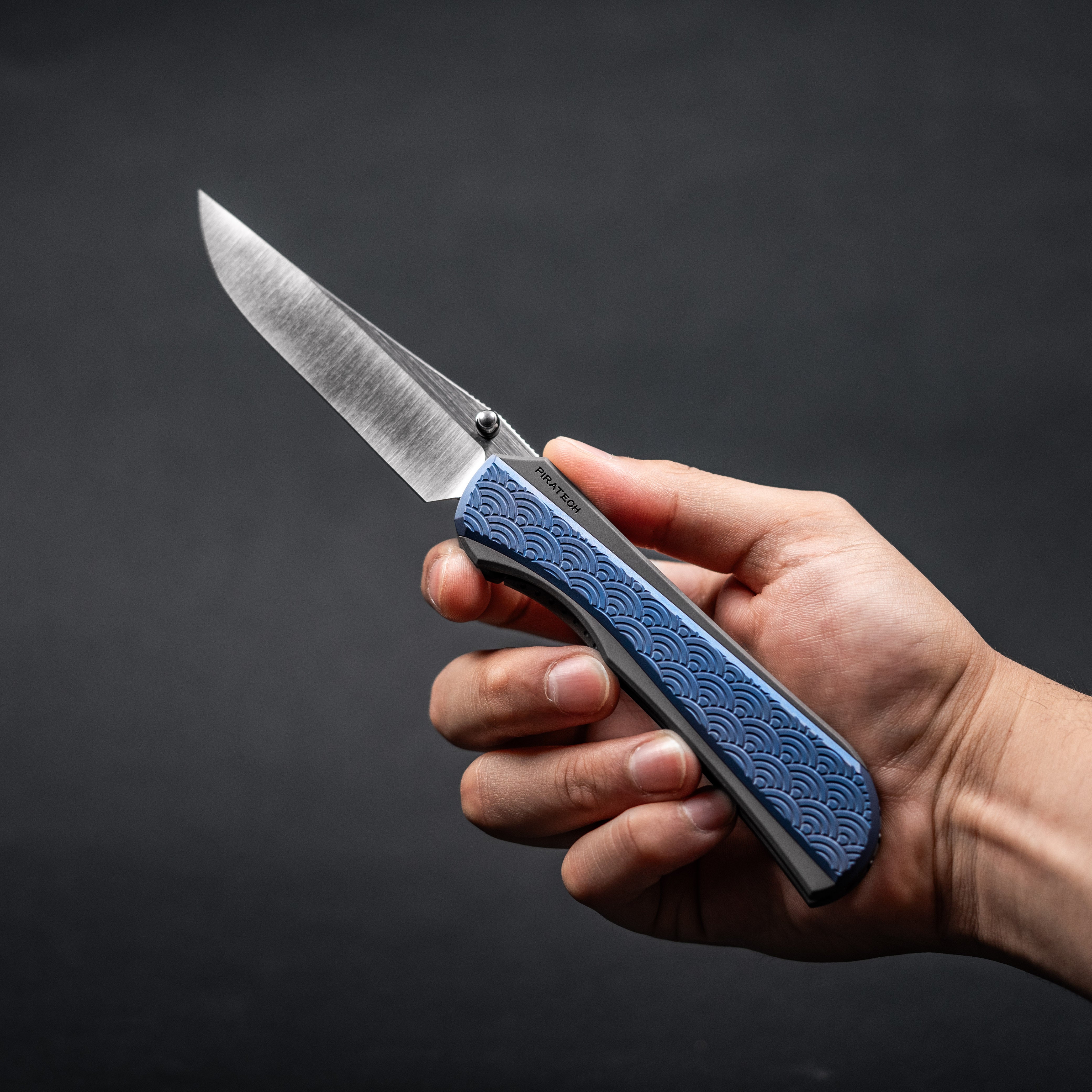 Piratech x URBAN Saga - Satin S90V & Bead Blast Titanium w/ Blue