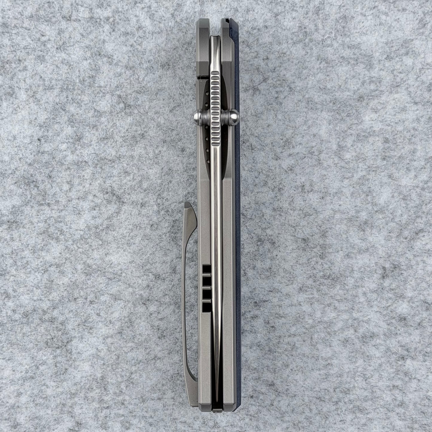 Saga - Satin S90V & B170 Zirc Ceramic Blasted Titanium w/ Richlite® Blue Canyon