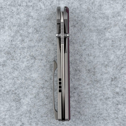 Saga - Satin S90V & B170 Zirc Ceramic Blasted Titanium w/ Richlite® Red Stone
