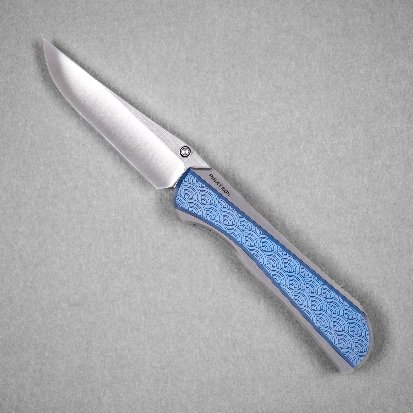 Piratech x URBAN Saga - Satin S90V & Bead Blast Titanium w/ Blue Seigaiha