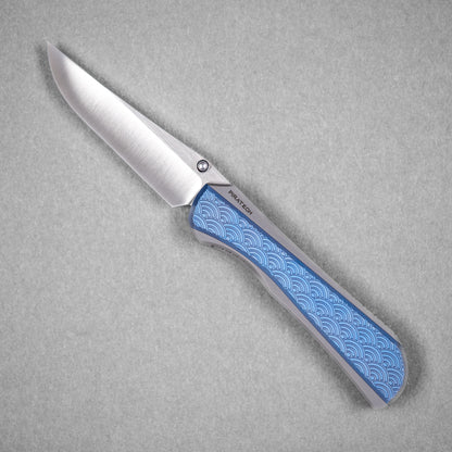 Piratech x URBAN Saga - Satin S90V & Bead Blast Titanium w/ Blue Seigaiha