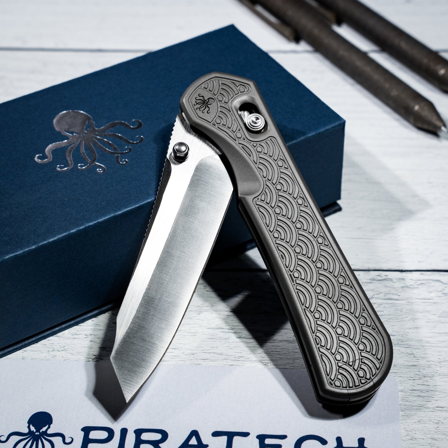 Piratech® x Urban Tsunami | Satin S90V w/ Bead Blast Titanium Seigaiha™ (Yamato Club Exclusive)
