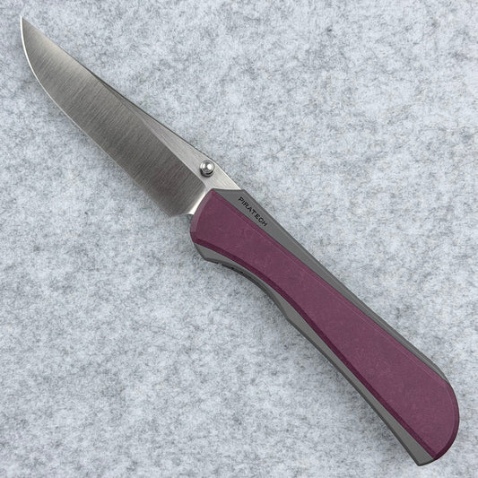 Saga - Satin S90V & 180-grit Bead Blasted Titanium w/ Richlite® Red Stone