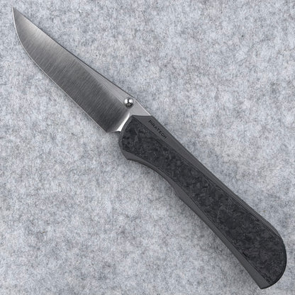 Saga - Satin S90V & 180-grit Bead Blasted Titanium w/ Shred Carbon Fiber