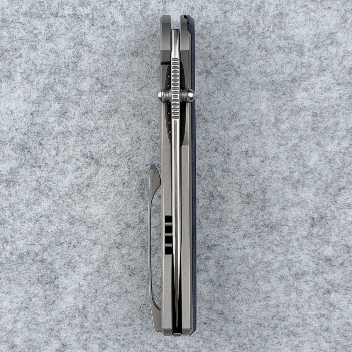 Saga - Satin S90V & B170 Zirc Ceramic Blasted Titanium w/ Richlite® Blue Canyon
