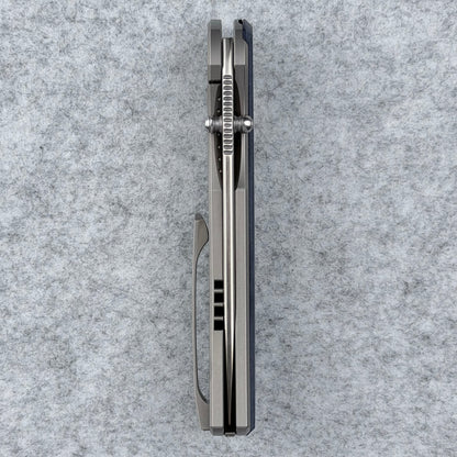 Saga - Satin S90V & B170 Zirc Ceramic Blasted Titanium w/ Richlite® Blue Canyon