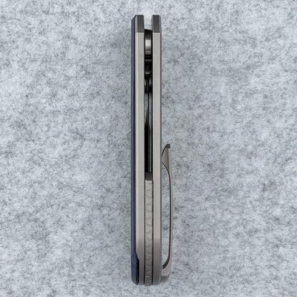 Saga - Satin S90V & B170 Zirc Ceramic Blasted Titanium w/ Richlite® Blue Canyon