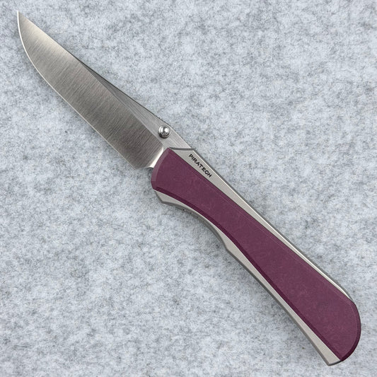 Saga - Satin S90V & B170 Zirc Ceramic Blasted Titanium w/ Richlite® Red Stone