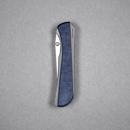 Piratech x URBAN Saga - Satin S90V & Bead Blast Titanium w/ Blue Chaos Seigaiha™