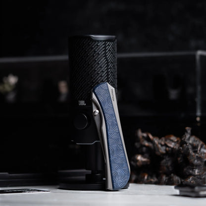 Piratech x URBAN Saga - Satin S90V & Bead Blast Titanium w/ Blue Chaos Seigaiha™