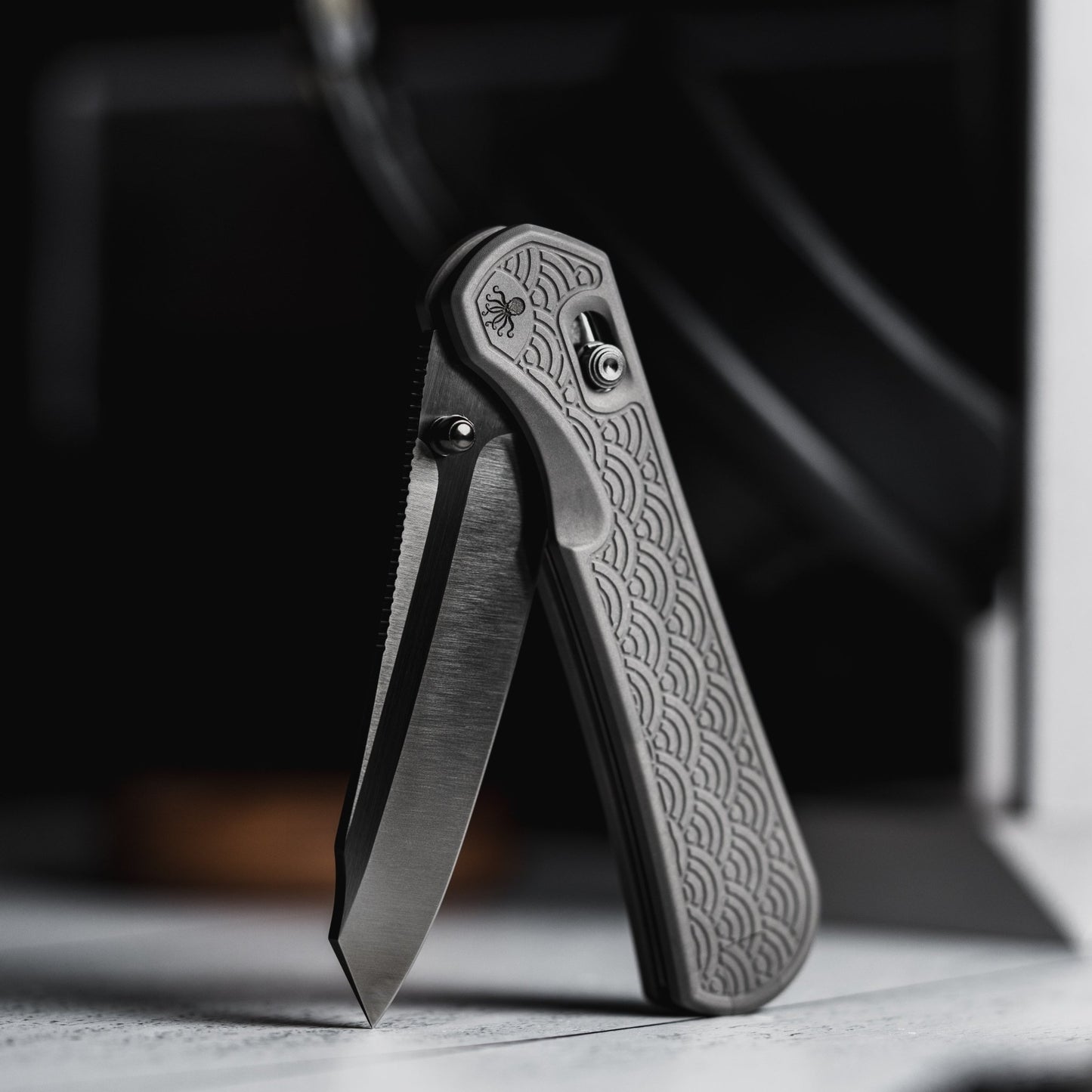 Piratech® x Urban Tsunami | Satin DLC S90V w/ Bead Blast Titanium Seigaiha™