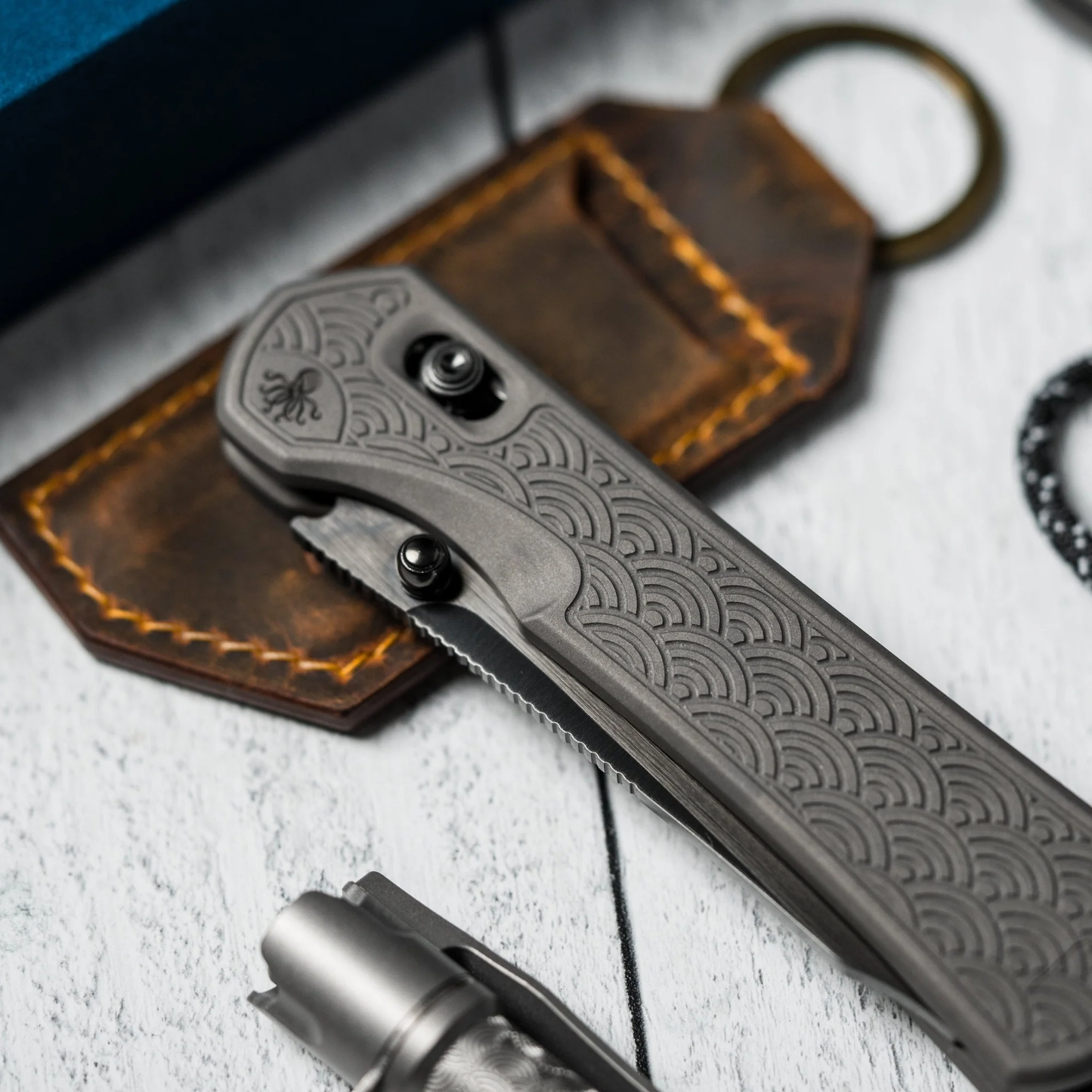 Piratech® x Urban Tsunami | Satin DLC S90V w/ Bead Blast Titanium Seigaiha™